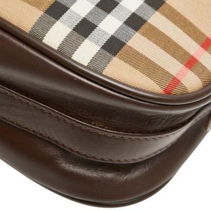 Burberry Nova Check Shadow Horse One-Shoulder Bag In Beige Multicolor Canvas