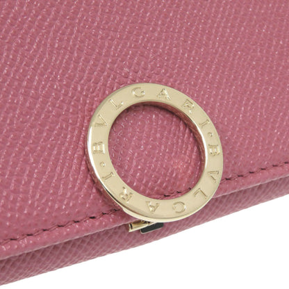 Like New Bvlgari Logo Clip Leather Pink Long Wallet 1274