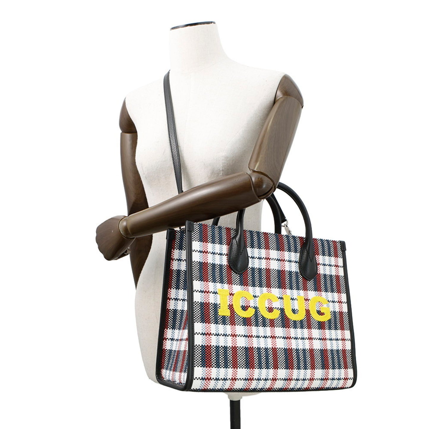 Gucci Embroidered Check Tote Bag