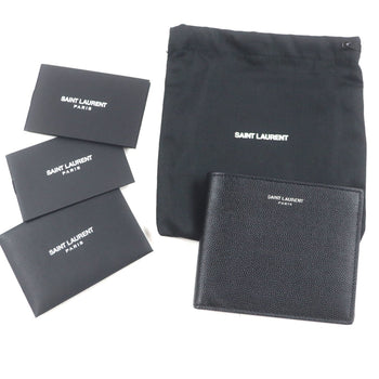 Saint Laurent 396307 Leather Logo Compact Wallet With Bill Compartment
