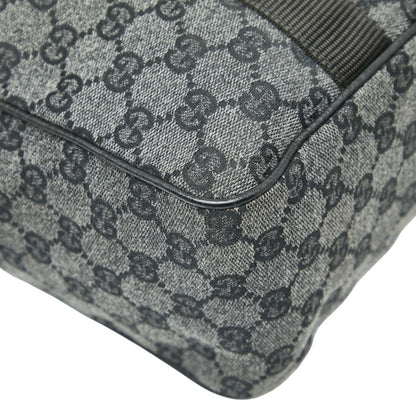 Gucci Gg Canvas Business Bag Handbag 282529 Gray Black Leather