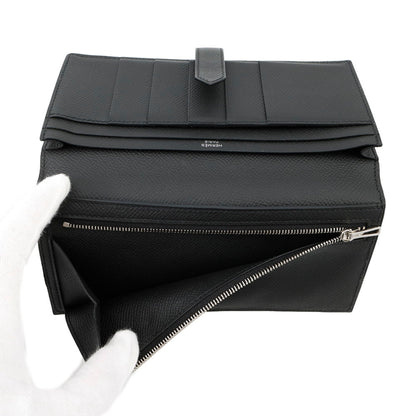 Hermes Herms Bearn Soufflet Long Wallet In Black