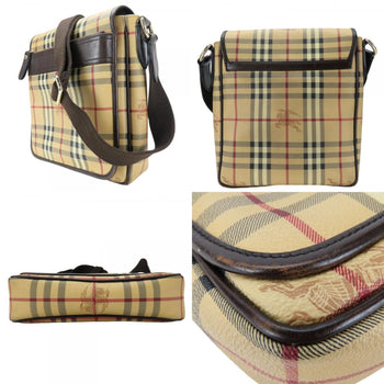 Burberry Shoulder Bag Leather Beige Brown Nova Check