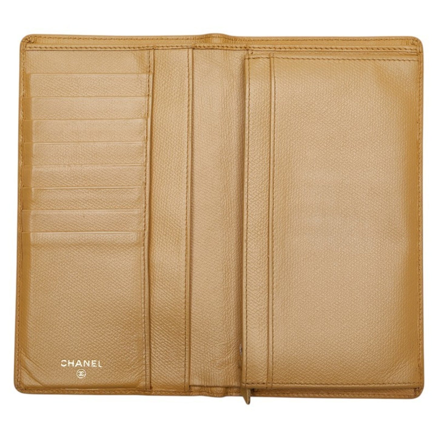 Chanel Coco Button Long Wallet Yellow Leather