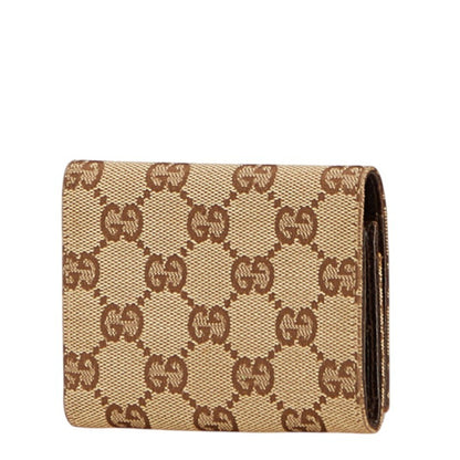Gucci Gg Canvas Business Card Case/Card Case/Pass Case 120965 Beige Brown Leather