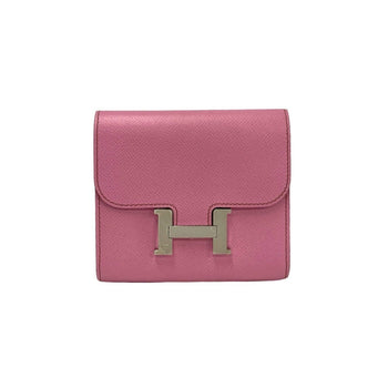 Hermes Constance Compact Epsom Leather Bi-Fold Mini Wallet In Rose Azalee 88789