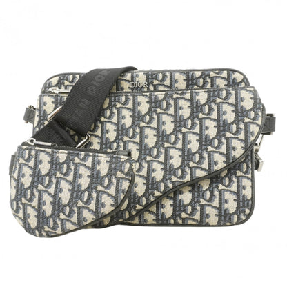 Christian Dior Trotter Saddle Canvas Shoulder Bag In Navy