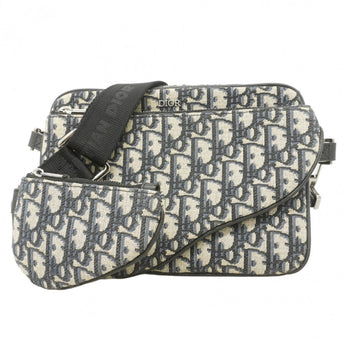 Christian Dior Trotter Saddle Canvas Shoulder Bag In Navy