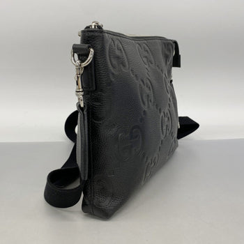 Gucci Gg Embossed Shoulder Bag 696009 Leather Black