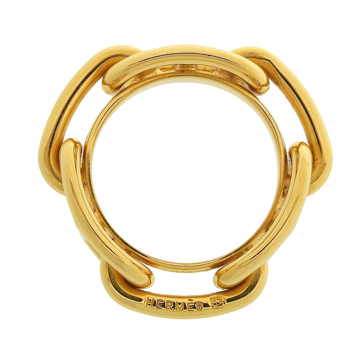 Hermes Lugate Chaine D'Ancre Scarf Ring In Gold With Box