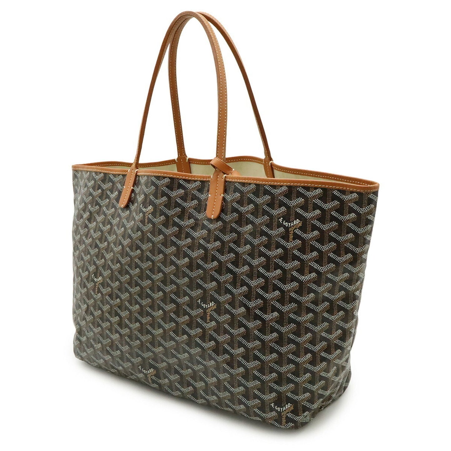 Goyard Saint Louis Pm Tote Bag Shoulder Coated Canvas Leather Black Brown White