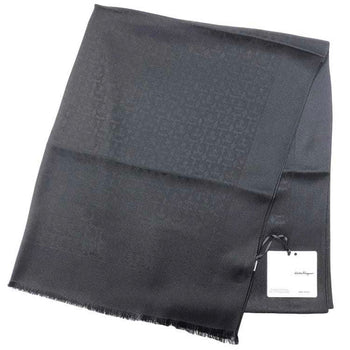Salvatore Ferragamo Scarf Black Gancini 327987 002 Ec-20458 Silk Long