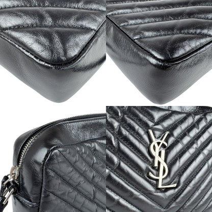 Saint Laurent Shoulder Bag Leather Black Silver