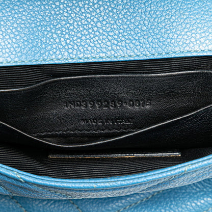 Saint Laurent Ysl Baby Chai Chain Shoulder Bag 399289 Blue Leather
