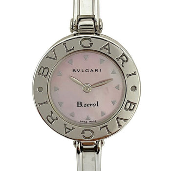 Bvlgari B-Zero1 Bz22S Shell Dial Pink Stainless Steel Bangle Watch Wristwatch