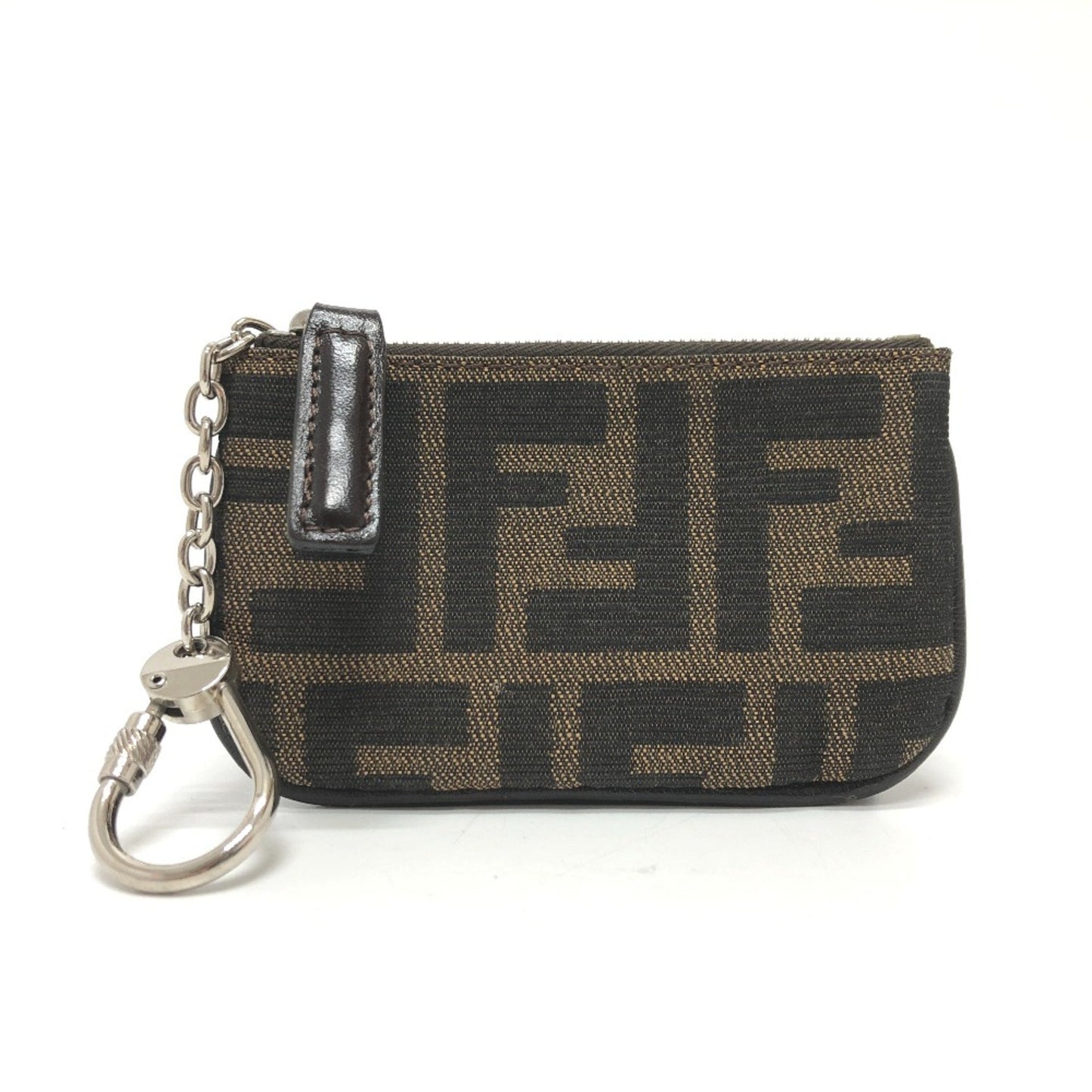 Fendi Zucca Coin Purse Brown Silverhardware