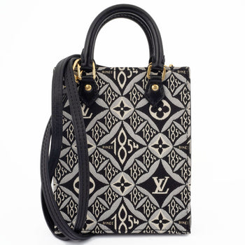 Louis Vuitton Since1854 Petite Sac Plat Shoulder Bag Black|White M80484