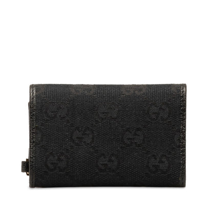 Gucci Gg Canvas 6-Ring Key Case 154184 Black Leather