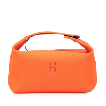 Hermes Herms Bride A Black Gm Handbag In Orange Canvas