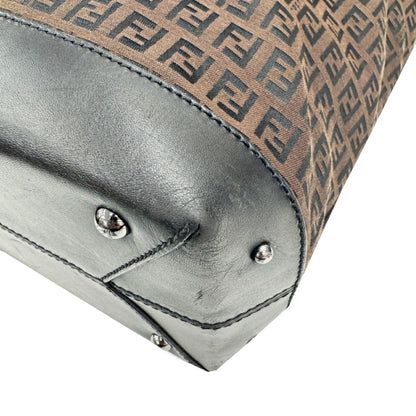 Fendi Zucchino Handbag Tote Bag Canvas Leather