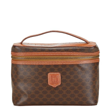 Celine Macadam Vanity Bag Handbag Pouch Brown Pvc Leather