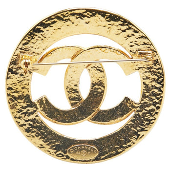 Chanel Coco Mark Round Circle Brooch Gold Plated