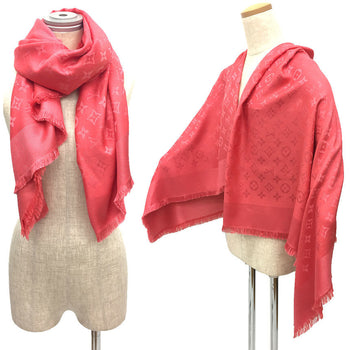 Louis Vuitton Louis Vuitton Shawl Monogram Stole Large Silk X Wool Raspberry Small Aq10459