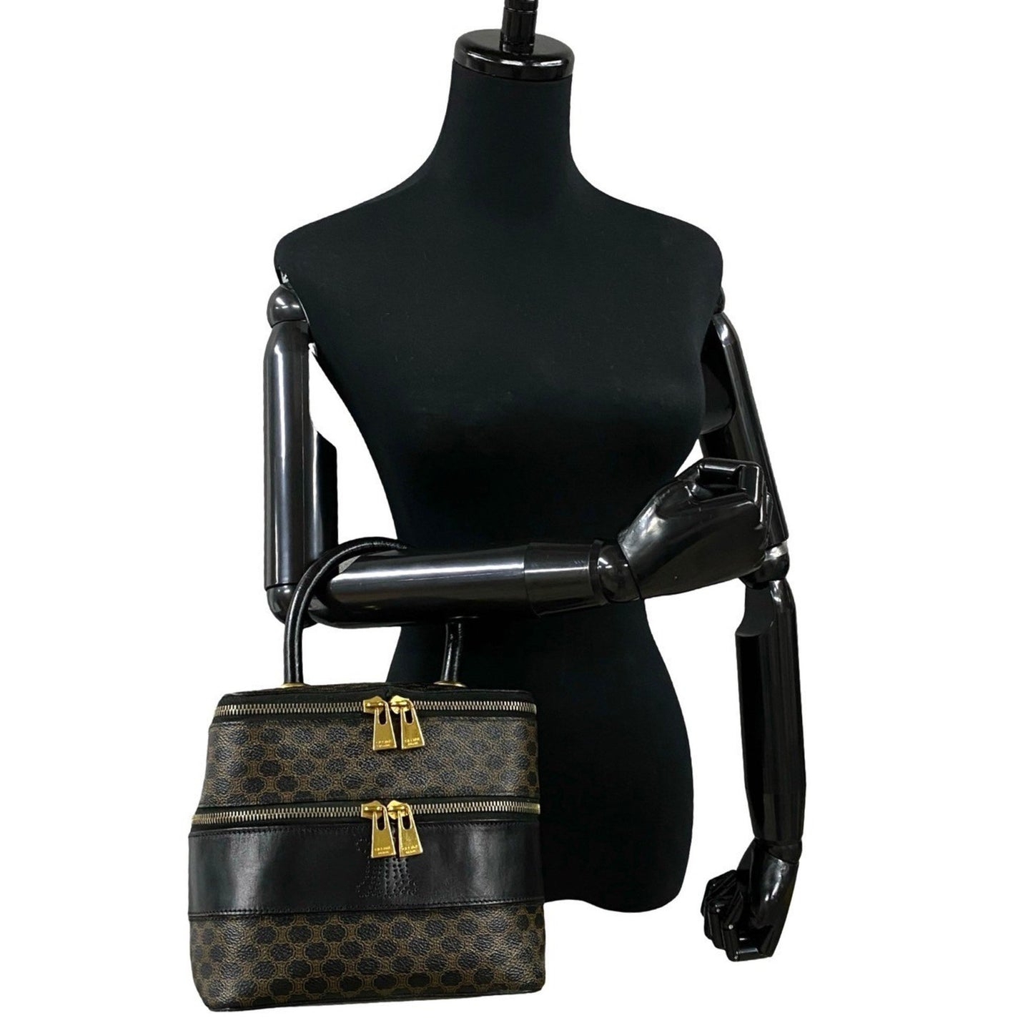 Celine Macadam Blason Triomphe Leather Handbag/Vanity Bag/Makeup Box