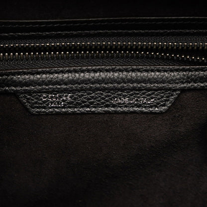 Celine Luggage Micro Shopper Handbag In Black Leather