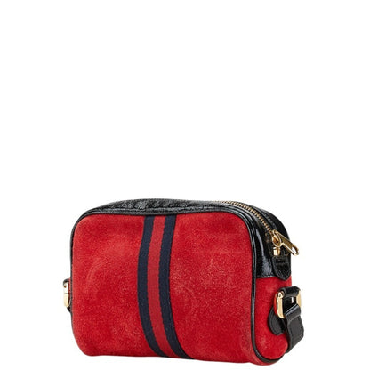 Gucci Sherry Line Crossbody Shoulder Bag 517350 In Red Multicolor Suede
