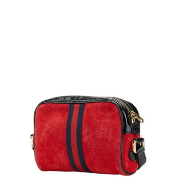 Gucci Sherry Line Crossbody Shoulder Bag 517350 In Red Multicolor Suede