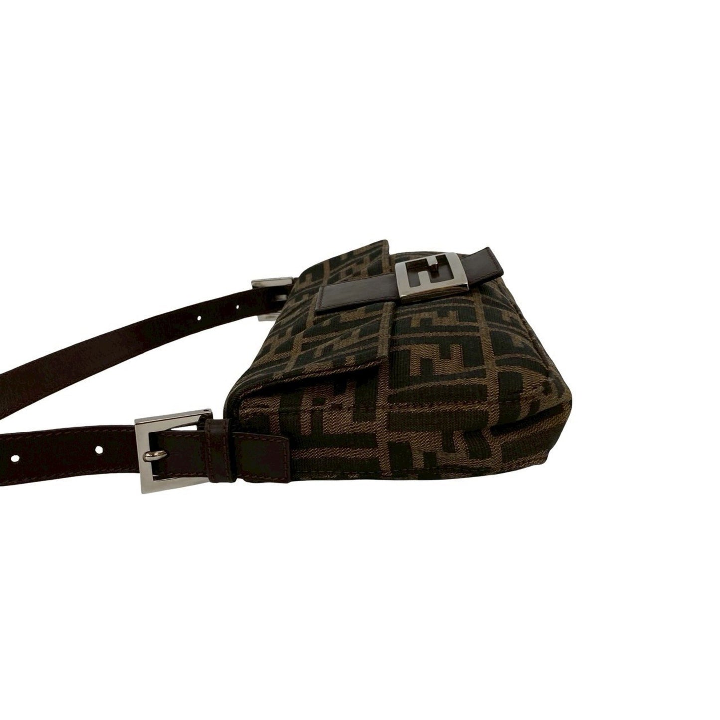 Fendi Mamma Bucket Zucca Ff Pattern Leather Canvas Semi-One Shoulder Bag Brown 20265