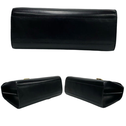 Celine Triomphe Logo Hardware Calfskin Leather Handbag Mini Tote Bag Black 254-2