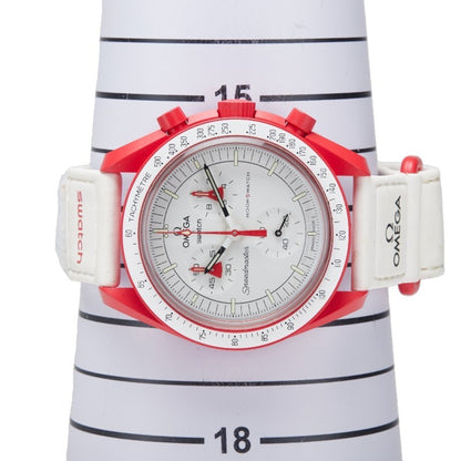Omega X Swatch Moonswatch Mission To Mars Watch So33R100 Quartz White Dial Ceramic Nylon