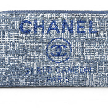 Chanel Wallet Bi-Fold Chanel A81973 Coco Mark Deauville Blue Tweed