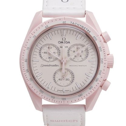 Omega X Swatch Speedmaster Moon Mission To Venus Watch So33P100 Quartz Beige Dial Ceramic Nylon