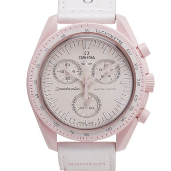 Omega X Swatch Speedmaster Moon Mission To Venus Watch So33P100 Quartz Beige Dial Ceramic Nylon