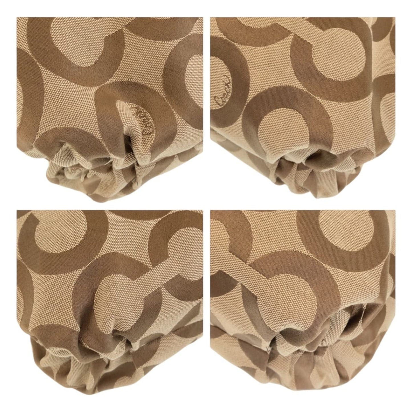 Coach Op Art Beige Purple Gold Hardware Canvas Tote Bag Shoulder