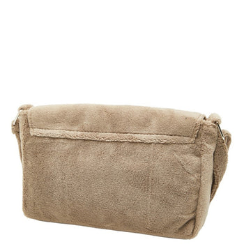 Chanel Coco Mark Novelty Crossbody Shoulder Bag In Beige And White With Pile