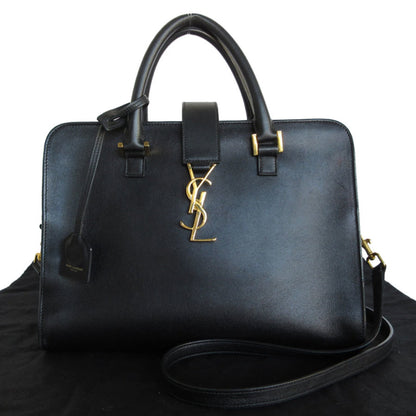 Yves Saint Laurent Baby Cabas Handbag/Shoulder Bag In Black And Gold