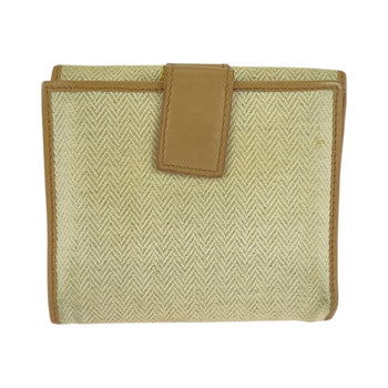 Bvlgari Chandra Beige Tweed/Leather Compact Folding Wallet (12661695) With Gold Hardware