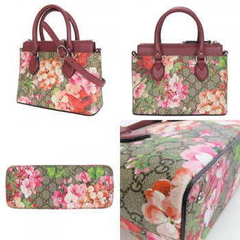 Gucci Handbag 453177 Gg Blooms Mini Supreme Canvas Beige Red Pink Flower
