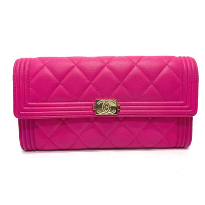 Chanel A80286 Matelasse Zip Around Long Wallet Pink Goldhardware