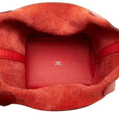 Hermes Herms Picotin Lock Pm Handbag In Rouge Cazac Red Taurillon Clemence Leather