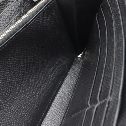 Hermes Azap Long Classic Round Wallet In Black Epsom Leather