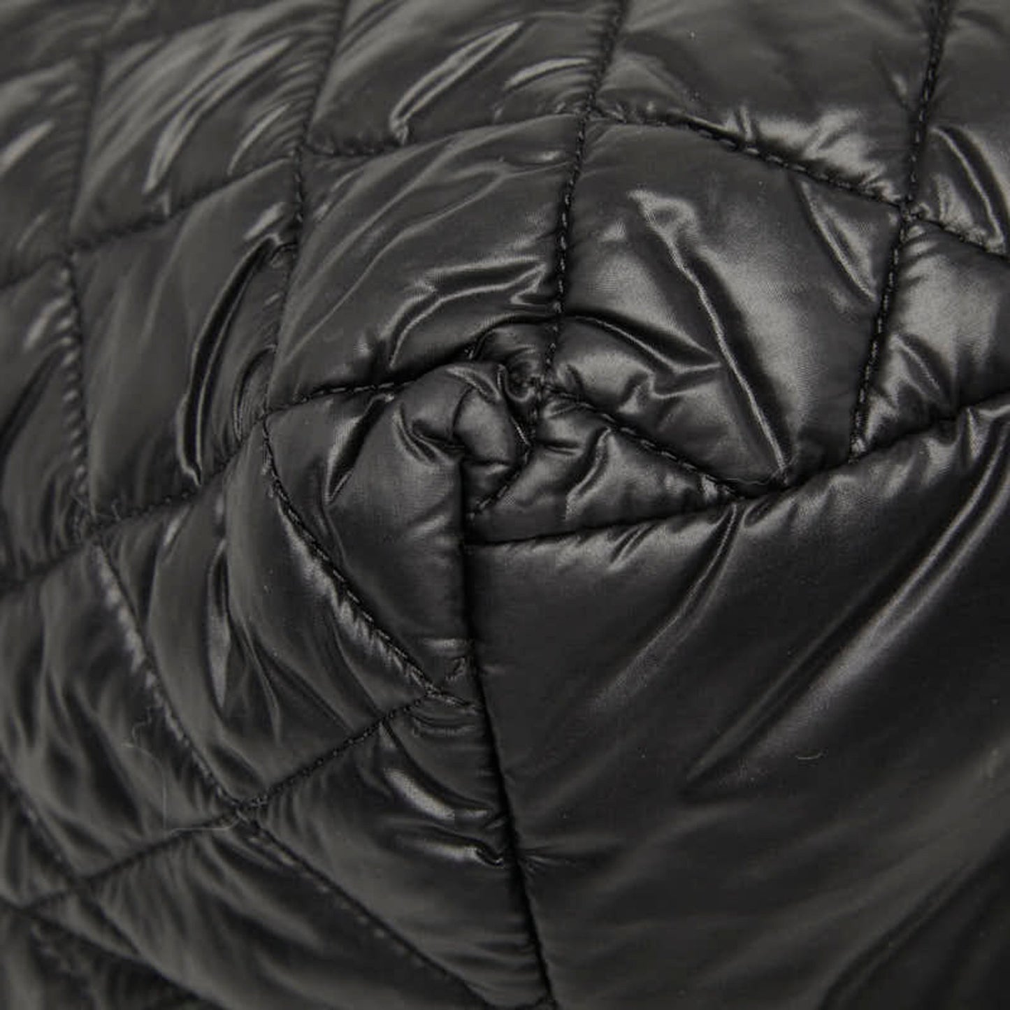 Chanel Coco Mark Cocoon Matelasse Handbag Tote Bag Black Nylon Leather