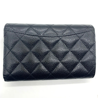Chanel Matelasse Medium Flap Wallet Tri-Fold Caviar Skin Black Ap0232 Chanel