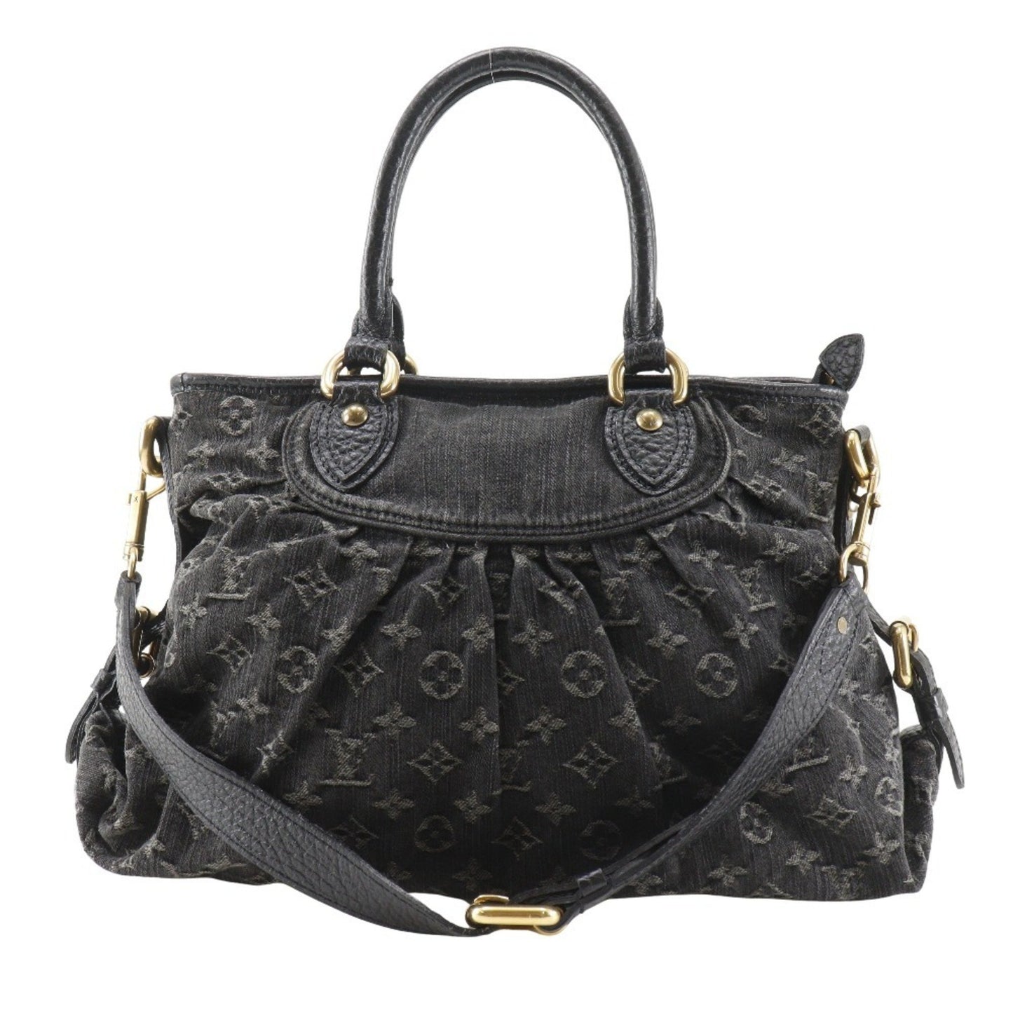 Louis Vuitton Neo Cavi Mm Handbag Shoulder M95351 Monogram Denim 2007 Black Sd3007 2Way A5