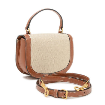 Celine Mini Busas Claire 2Way Bag Shoulder Canvas Natural Brown