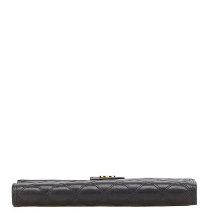 Chanel Bicolor Coco Mark Clasp Long Wallet In Black Lambskin